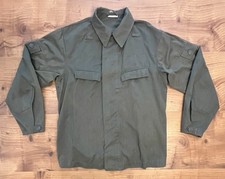VTG East German BDU Jacket Olive Drab Shoulder Pockets Stretch Hem Some Wear