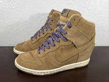 RARE Nike Womens Size 7 Dunk Sky High Hidden Heel Suede Brown 528899-201