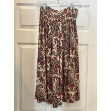 Petite Illustrations Midi Skirt Paisley Floral Vintage Boho Retro 90's Flowy