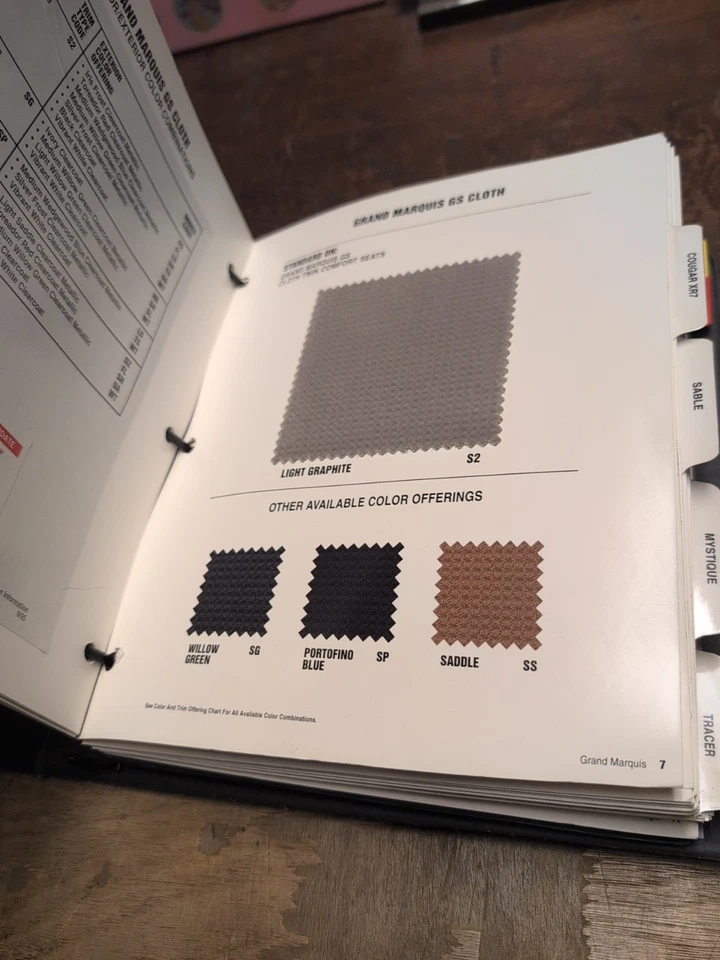 Álbum Mercury Dealer 1996 libro de pintura tapicería color Cougar Grand Marquis Foto 3 de 4