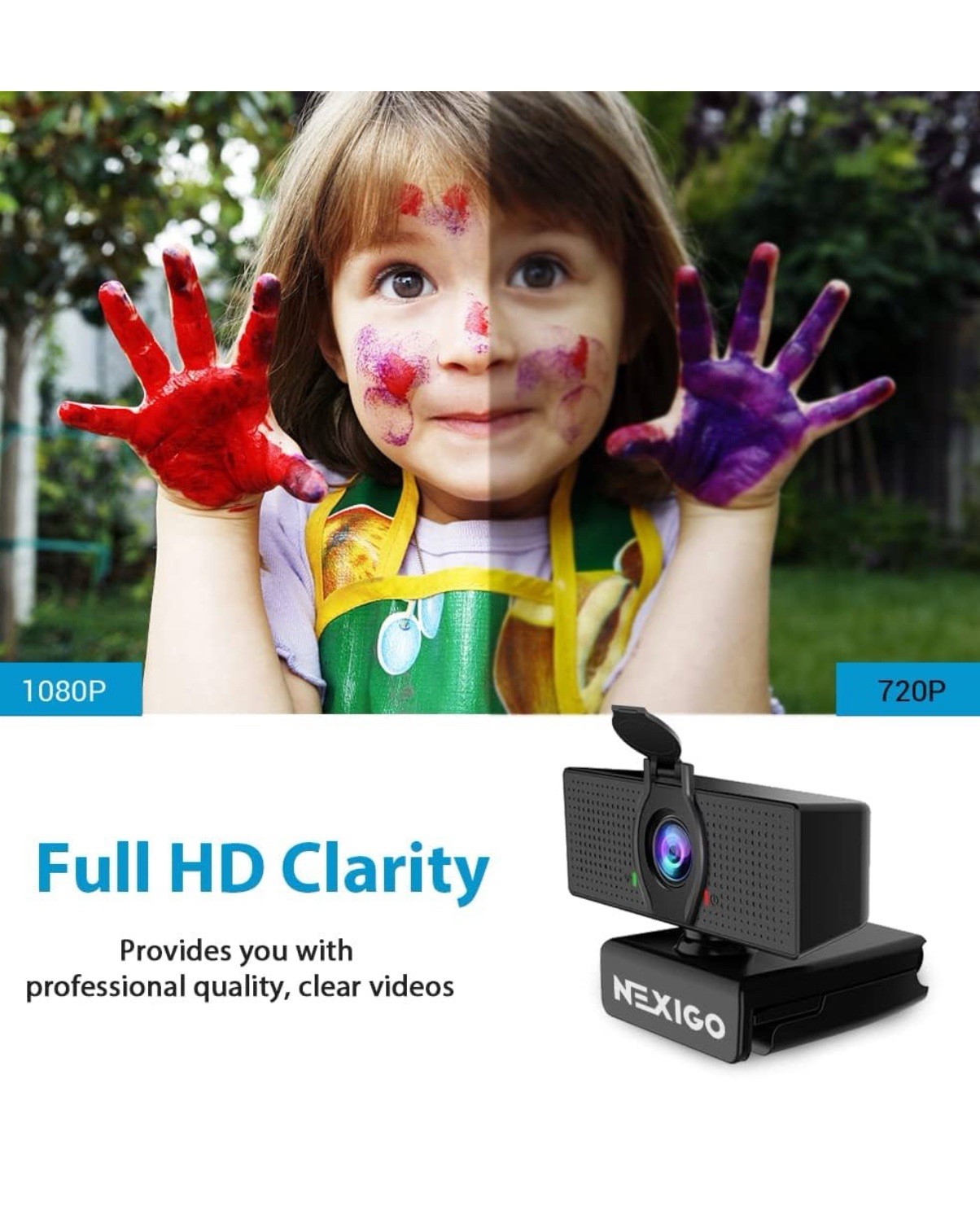 NexiGo N60 1080P Webcam with Microphone, Adjustable FOV, Zoom