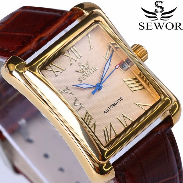 Reloj de Lujo Mecánico Automático para Hombre, Cuadrado, Elegante, Regalo de Negocios 2
