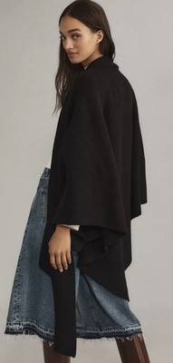 Anthropologie soft Black Cape Cardigan one size nwt chic boho relaxed oversized