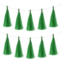 30Stk DunkelgrüNe Quastengirlande Banner Mit Seidenpapier Quasten Party Diy Kits