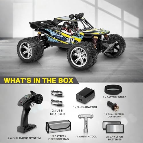 1/12 Scale RC Cars for Adults，Max 48mph Electric Off-Road Monster Yellow
