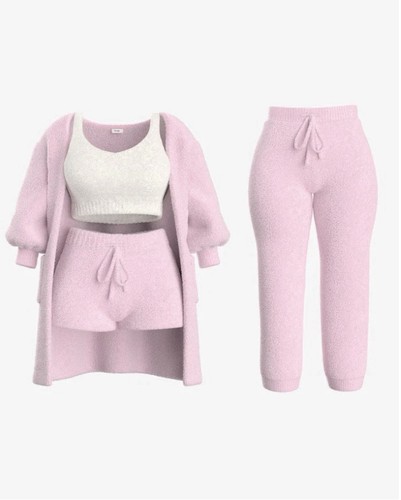 NEW IN PACKAGE Pleshy Cozy Knit Set of Four Pieces - Pink - Small