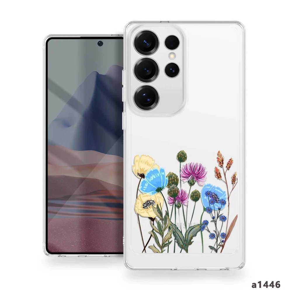 Crystal Clear Floral Phone Case for Samsung Galaxy S24 FE S23 S25 A25 A34