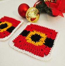 Geh&auml;kelte Weihnachtsuntersetzer  | Santa G&uuml;rtel Design | Handgemacht |