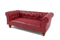 Puppenhaus Rot Leder Chesterfield Sofa Miniatur 1:12 Wohnzimmer MöBel