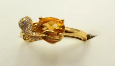 Citrin - Ring,  Sterlingsilber 925,  Größe  56/17,8  vergoldet - Bild 1 von 4