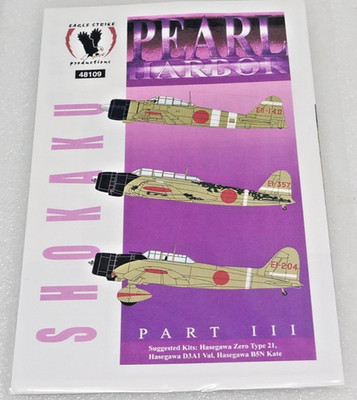 Eagle Strike 48109 1/48 PEARL HARBOR Part 3 Decal Set Zero Kate Val Japanese