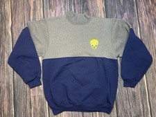 Vintage 90s Warner Brothers Tweety Bird Colorblock Purple Grey SM MD Sweatshirt