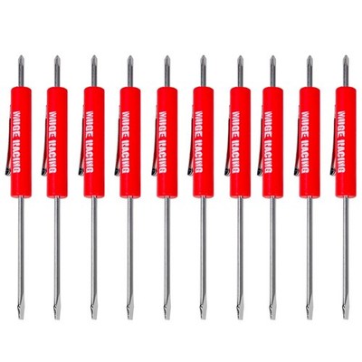 10X RED Mini Pocket Screwdriver Phillips & Flat Head Tip with Magnet and Clip