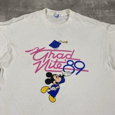 vintage DISNEY GRAD NITE 89 t shirt Mickey Mouse Character Fashions 80s