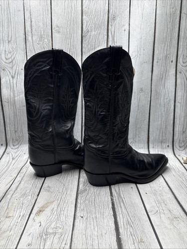 Stivali da cowboy vintage Tony Lama El Paso etichetta nera western pelle di vitello 2995 (7) - Foto 8 di 20