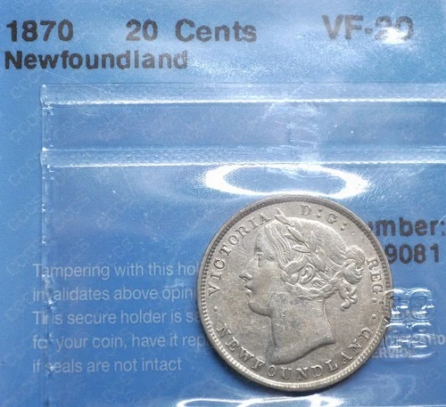1870 Newfoundland 20 Cents — photo from the most recent tracked eBay sale