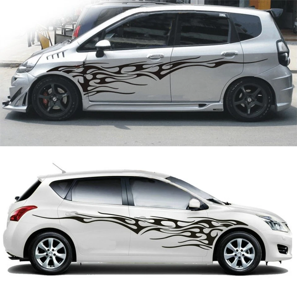 2x S&D Nero Adesivi Auto Vinile Con Grafica Fiamma Per Audi A6 S6 RS6 All Models Foto 4 de 4