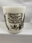 Vintage Davy Crockett Famous Frontiersman 1786-1836 Milk Glass Mug Dark Graphics