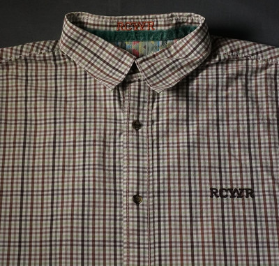 Rocawear Shirt Mens XL Plaid Embroidered Flip Cuff Preppy Casual RCWR