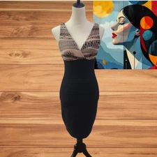 Tart Black Tan Stretchy Modal Sheath Bodycon Pencil Dress Anthropologie Small