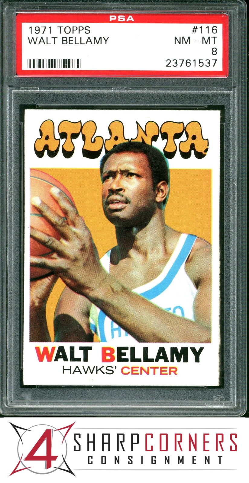 1971 TOPPS #116 WALT BELLAMY HAWKS HOF PSA 8