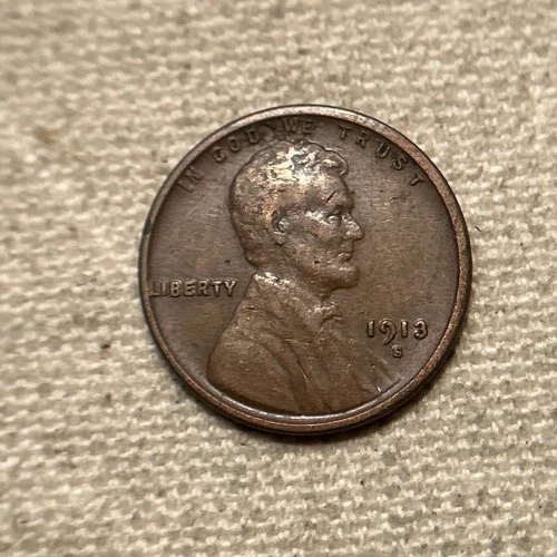 1913-S Lincoln Wheat Cent Extremely Fine XF Coin TL
