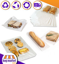 Film Fronted White Paper Bags, Clear Front Window, Sandwich, Food, Card, Sweets