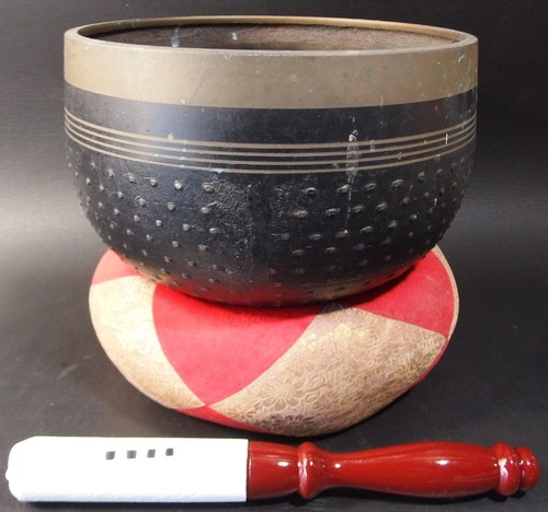 or25150  Japanese Buddhist Singing Bowl Orin Gong 9.8"W Arare Type Sound Healing