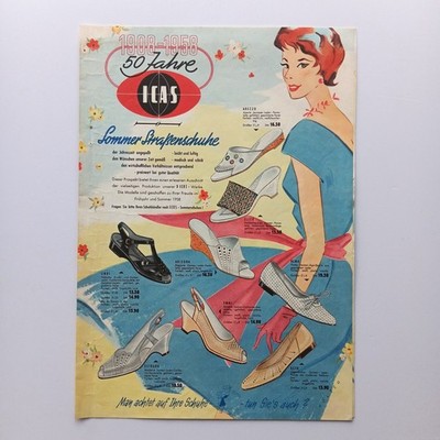 1958 ICAS Schuhe Damen Herren Kinder Prospekt Werbung Reklame Advertising