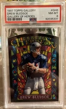 🟥DREW BLEDSOE🟦 1997 TOPPS GALLERY HEROES #GH6 PATRIOTS PSA 8 STAINED GLASS