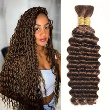 Human Braiding Hair for Boho Braids Human 110G 18 Inch Color 4 Deep Wave Boho Bu