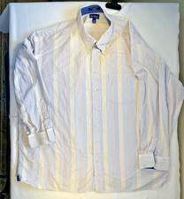 Paul Fredrick dress shirt 3XL yellow blue red stripes cotton EUC classic busines