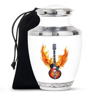 Harmony Guitar Large Urn for Human Ashes Adult Women, Handmade Urn (10 Inch)