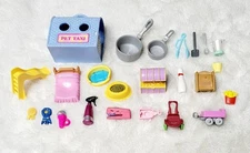 Big Lot Dollhouse Miniatures Mini Figures Bed Slide Treasure Pots Fries Wagon