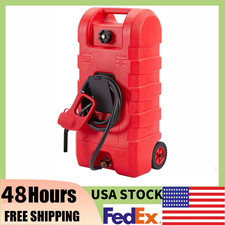 15 Gallon Portable Fuel Transfer Tank Caddy with Manual Nozzle, 10 Ft Hose ATVs,