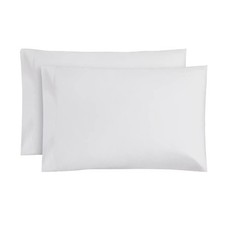 White Cotton Blend Percale Pillowcase Set King Size 2-Piece 300 Thread Count