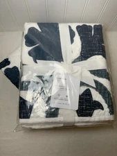 Set of (2) Pottery Barn Mahalo Cotton Applique Quilted STANDARD Shams - Blue NEW