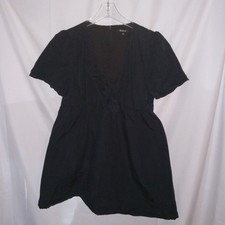 Madewell Women's Tie Front Cotton V-Neck Mini LBD Casual Minimalist Preppy