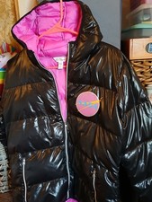 City Streets NASA Puffer Jacket Black Pink Size L