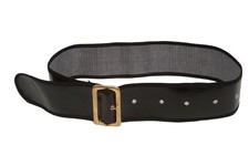 Men's Shiny Belt with Gold Buckle, Black, Adult