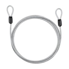3/16" Dia 5.9ft Security Cable Lock Vinyl Coated Steel with Loops Silver