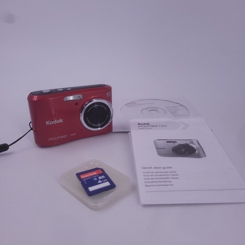 Kodak PIXPRO FZ41 16.2MP Compact Digital Camera Red Tested Working w/ 4GB Card