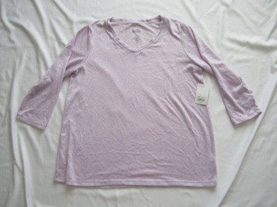New W/ Tag Women Croft & Barrow V Neck Sleepwear Long Sleeve Shirt Sz L (WB389)