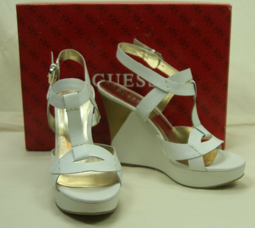 guess white platform sandals