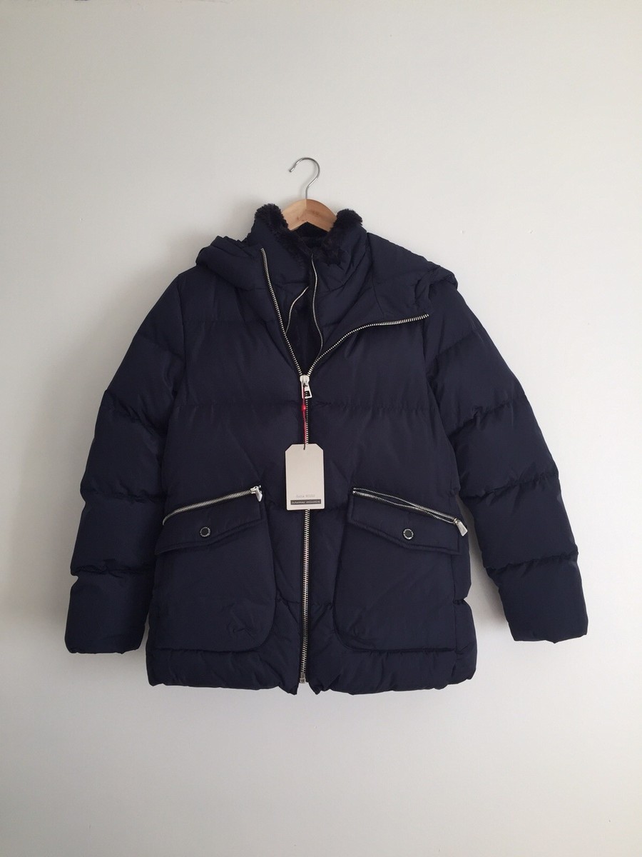 Zara Girl Navy Blue Down Padded Puffer Coat With Hood Ages 13-14