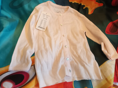 Noa Noa Baby Girls Pink Thin 100% Cotton Cardigan - Age 6 - 9 months - NEW