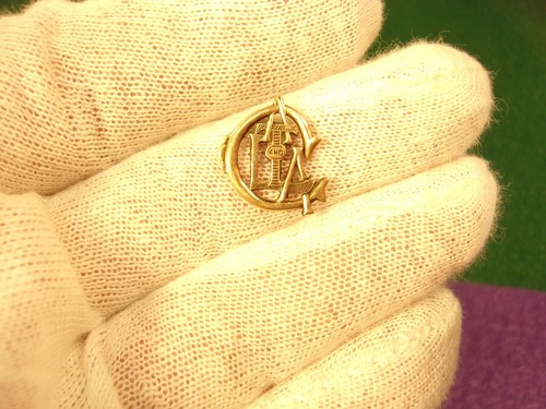 #6 of 33, RARE VTG ANTIQUE VICTORIAN ROSE GOLD LAPEL PIN - CLT & AA? RAILROAD? - Picture 4 of 11