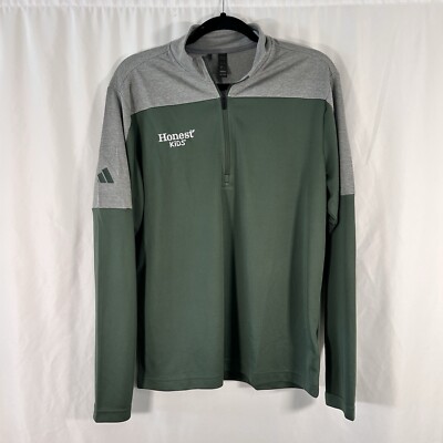 Honest Kids ADIDAS Sweater Women's Large Green Grey 1/4 Zip Lightweight