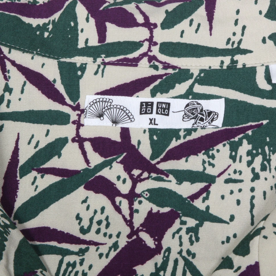 Uniqlo Men’s Ancient Bamboo Print Open Collar Hawaiian Short Sleeve Shirt XL 465 - Image 4 of 4