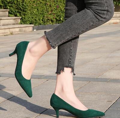 Pointed Toe Women's Shoes Slipper Kitten Heels Suede High Heels